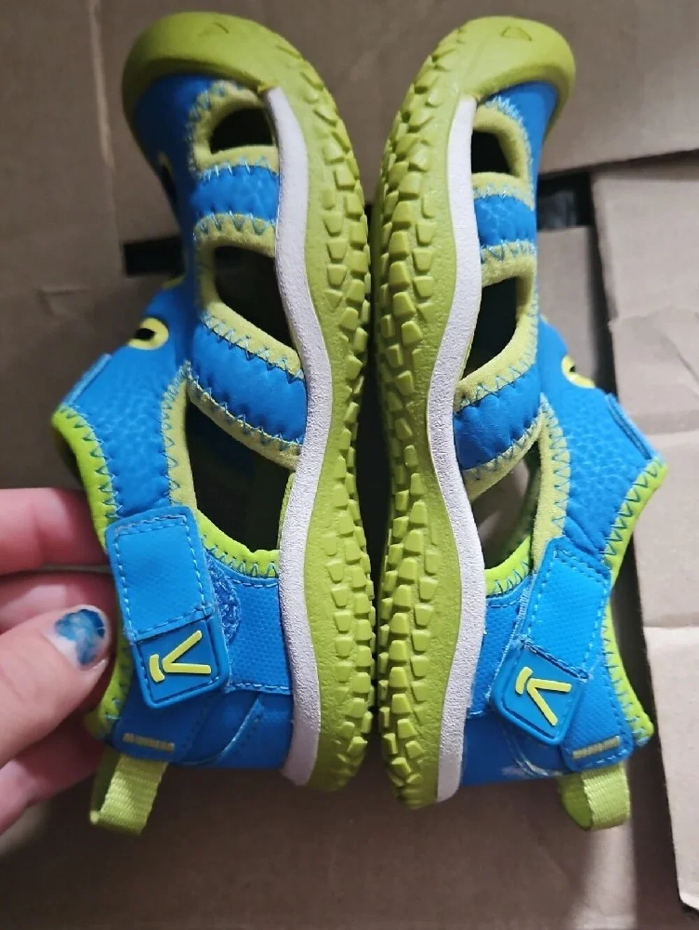 KEEN Kids Blue and Lime Green Water Shoes